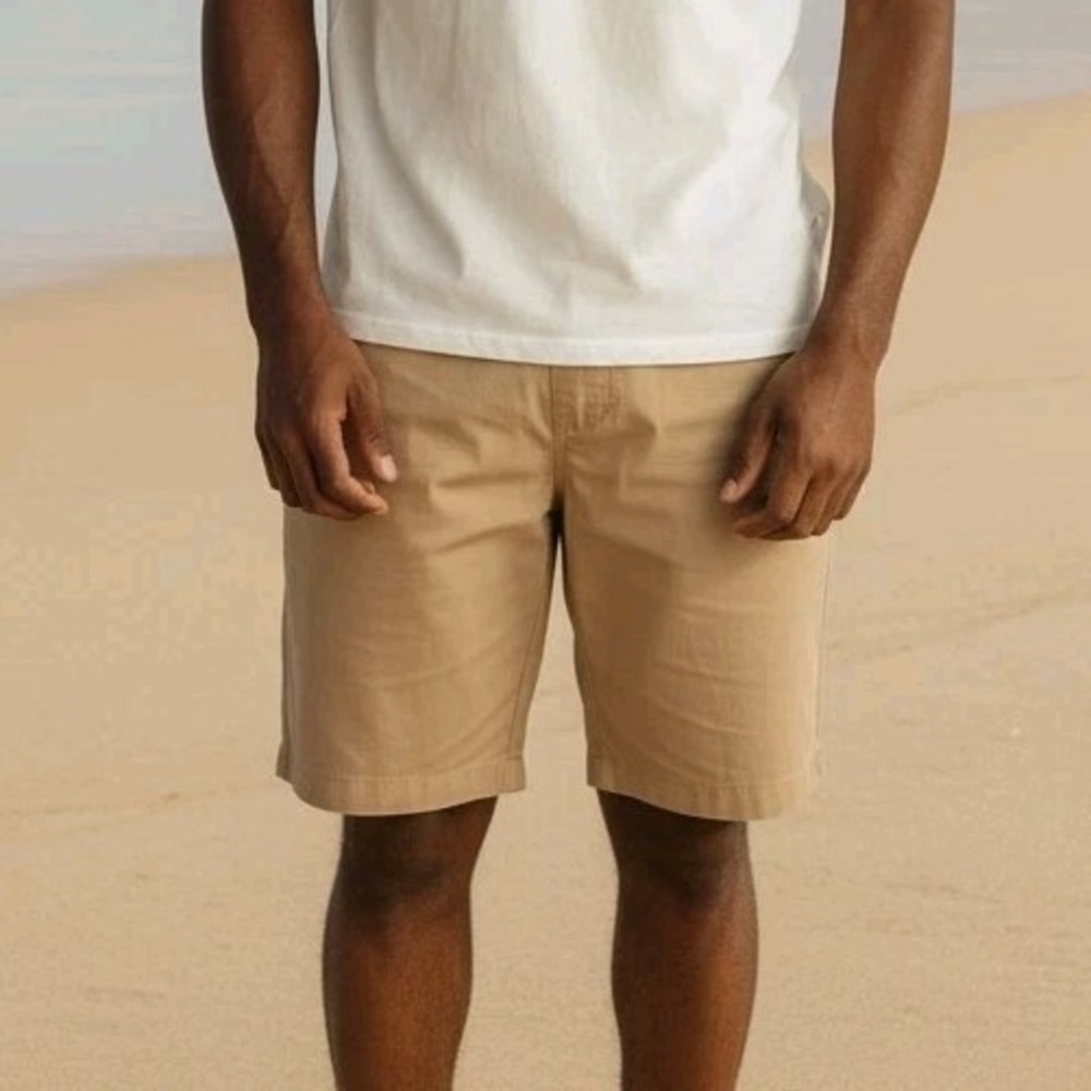 Stillwater Supply Co. Men's Tan Cotton-Blend Drawstring Shorts Size Large
